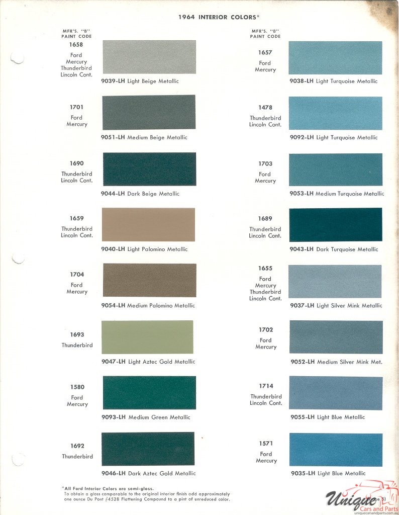 1964 Ford Paint Charts DuPont 5